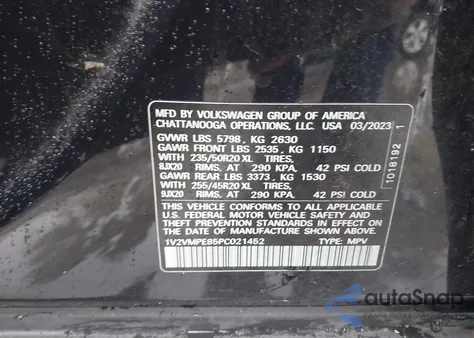 2023 Volkswagen Id.4 Pro/Pro S z USA, uszkodzony, nr VIN 1V2VMPE85PC021452